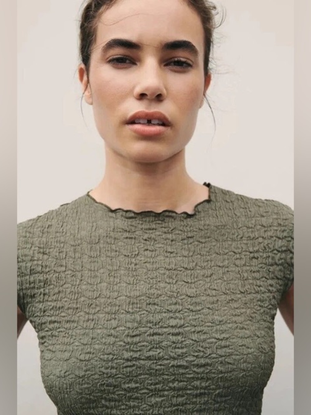 Zara Green Cap Sleeve Textured Midi Dress Size Large - Picture 4 of 13